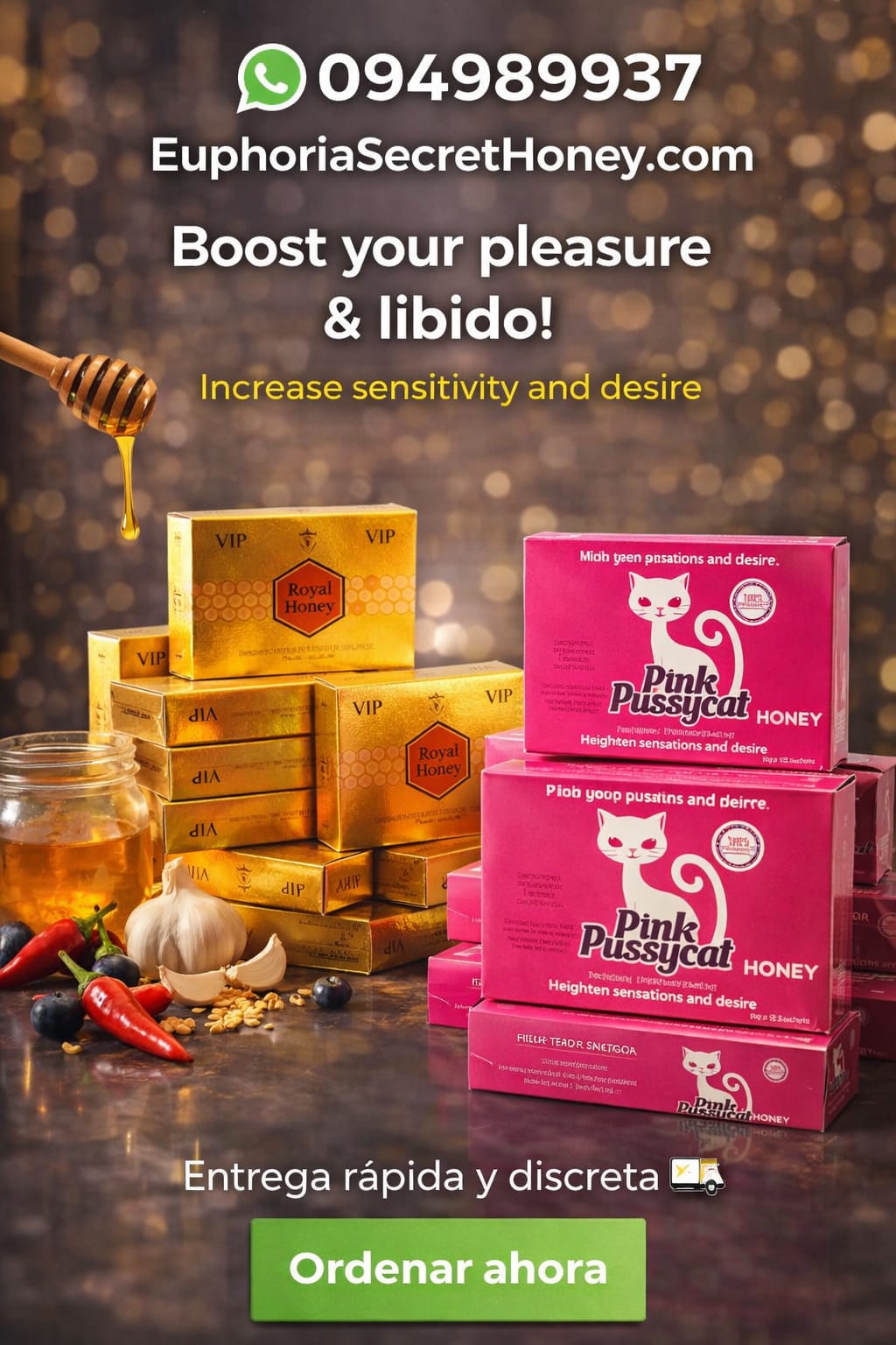 🍯 20% OFF APLICADO Caja Revendedores x12 — 6 Royal Honey VIP + 6 Pussy Cat Honey